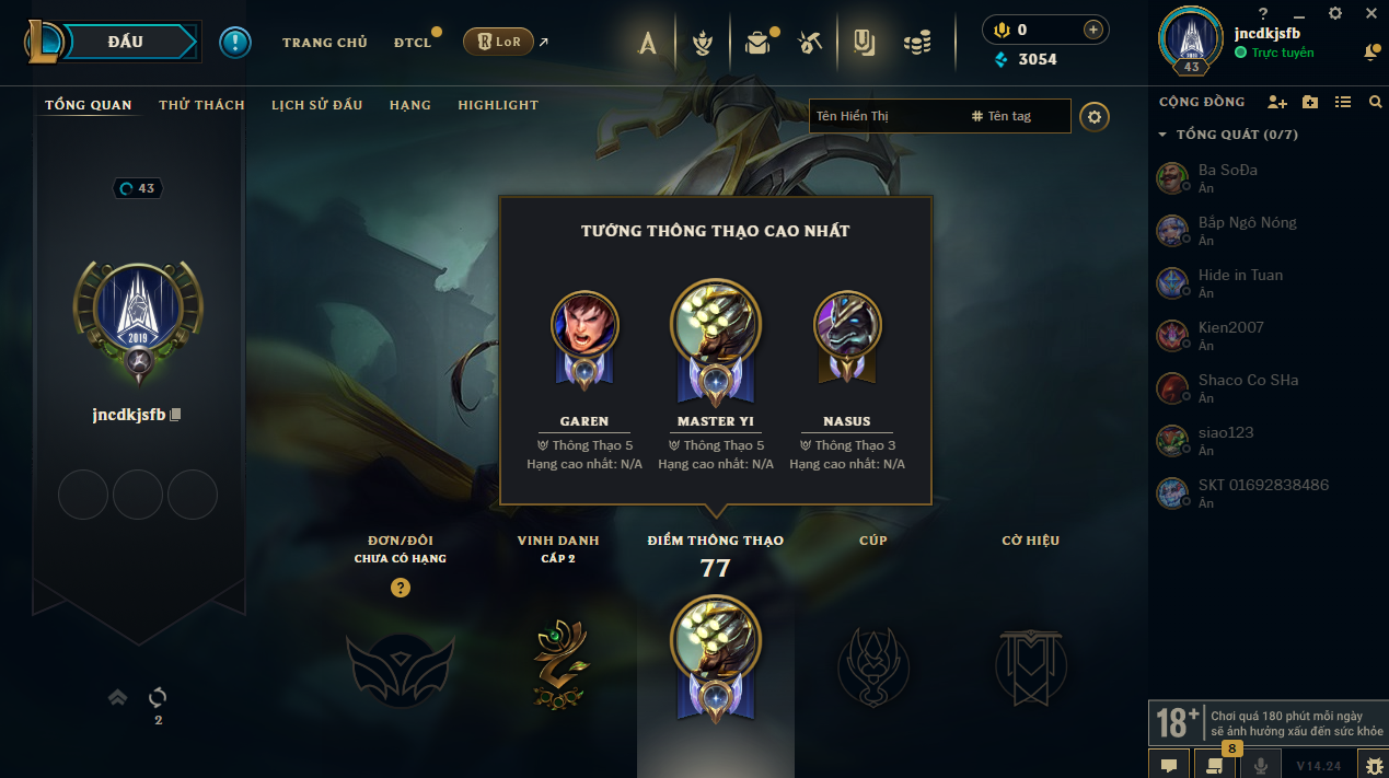 Acc LMHT #TRẮNG THÔNG TIN 100% - Không Khung